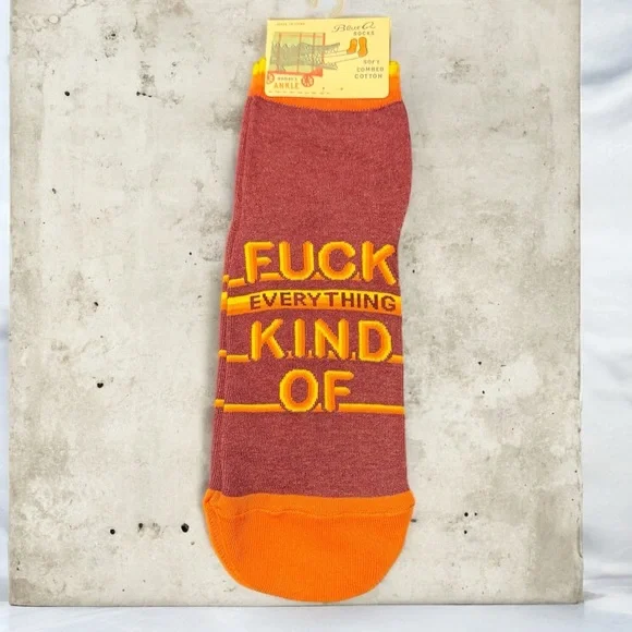 Blue Q Womens Casual Ankle Socks - Maroon and Orange - Picture 2 of 5